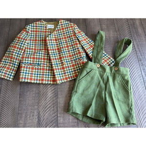 Vintage Jack Tar Togs Toddler Set | Wool Houndstooth Blazer & Green Shorts